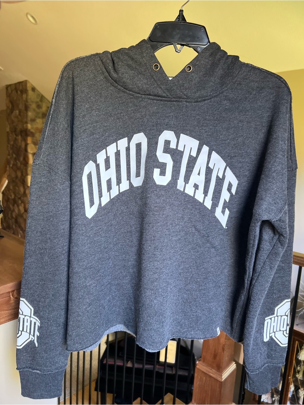 Ohio State Sweatshirt Gray Cropped Hoodie Size Medium
